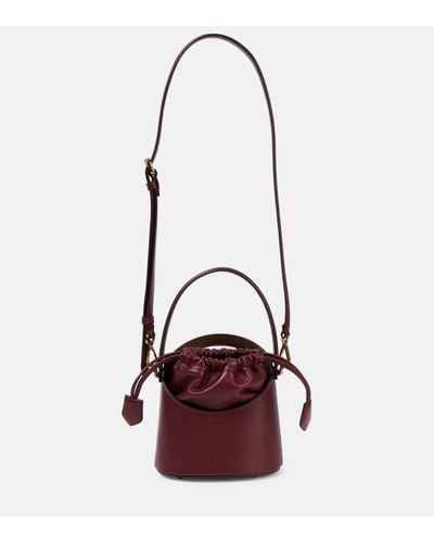Etro Secchiello Mini Leather Bucket Bag - Red