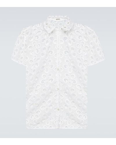 Bode Camisa Primrose de encaje floral - Blanco