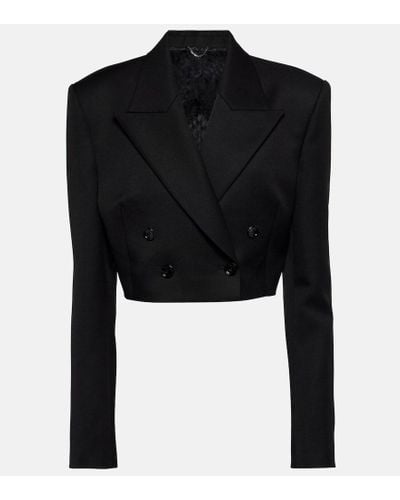 Magda Butrym Double-breasted Cropped Wool Blazer - Black