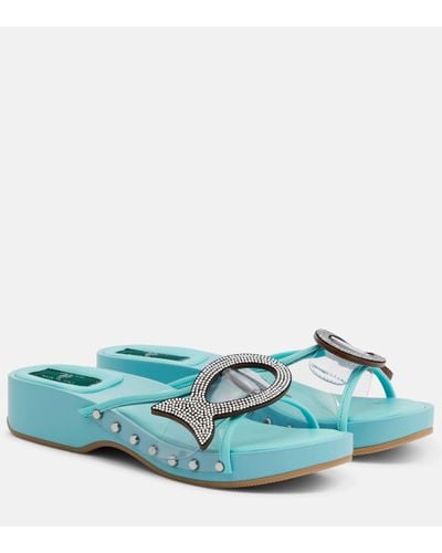 Emilio Pucci Mules Musa en cuir et PVC a cristaux - Bleu