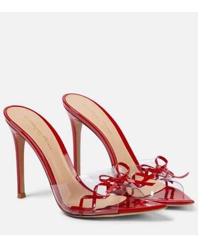 Gianvito Rossi Patent Leather And Pvc Mules - Red