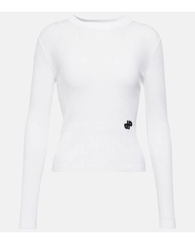 Patou Pullover cropped in maglia di cotone - Bianco