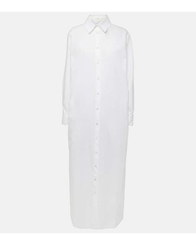 The Row Izumi Oversized Cotton Poplin Shirt Dress - White