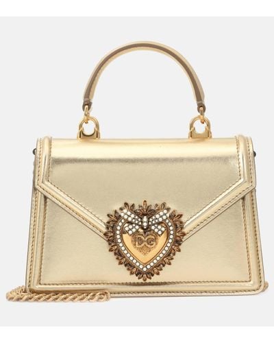 Dolce & Gabbana 'devotion' Gold Tone Top Hadle Bag In Leather Woman - Metallic