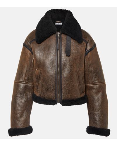 Acne Studios New Lete Leather And Shearling Jacket - Brown