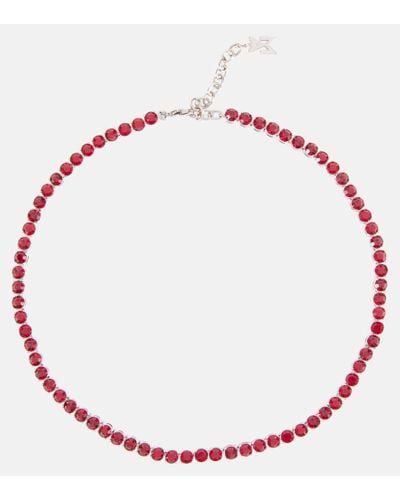 AMINA MUADDI Tennis Crystal-embellished Necklace - Red
