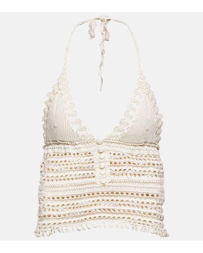 Isabel Marant Frinley Cotton Crochet Crop Top - White