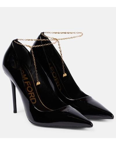 Tom Ford Chain 105 Patent Leather Pumps - Black