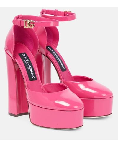 Dolce & Gabbana Plateausandalen aus Leder - Pink