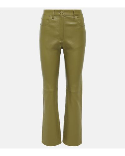 JOSEPH Pantaloni regular Stretch Duke in pelle - Verde