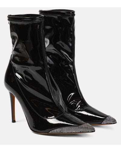 Alexandre Vauthier Avi Embellished Faux Leather Ankle Boots - Black