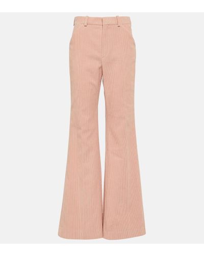 Chloé Pantalones flared de pana de tiro alto - Rosa