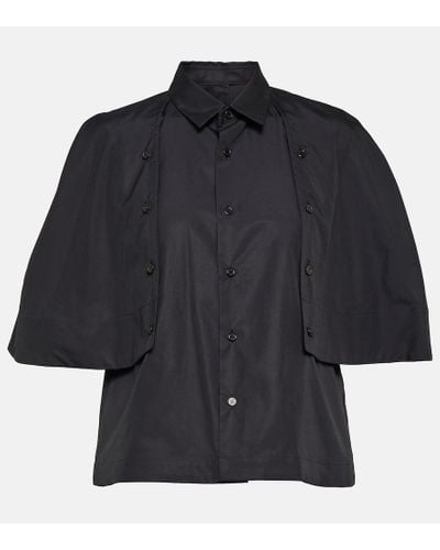 Noir Kei Ninomiya Cropped Cotton Poplin Shirt - Black