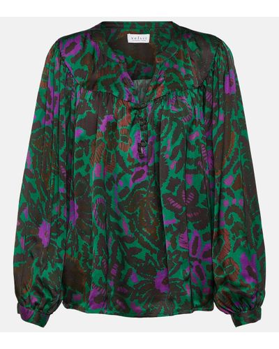 Velvet Blouse Reeve imprimee en satin - Vert