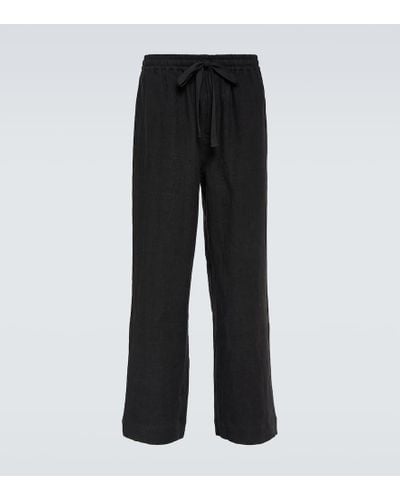 Commas Wide-leg Linen Pants - Black