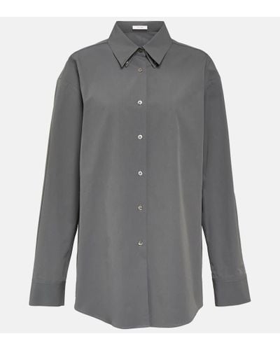 The Row Dela Cotton Poplin Shirt - Gray
