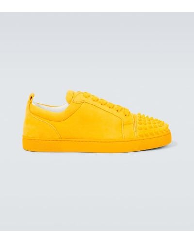 Christian Louboutin Louis Junior Spikes Suede Sneakers - Yellow