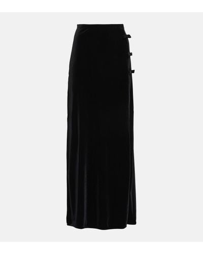 Ganni Women's Velvet Small Bow Maxi-skirt 12 - Black