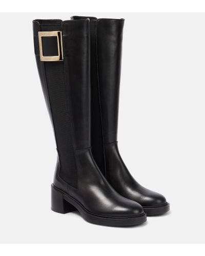 Roger Vivier Viv' Ranger Leather Chelsea Boots - Black