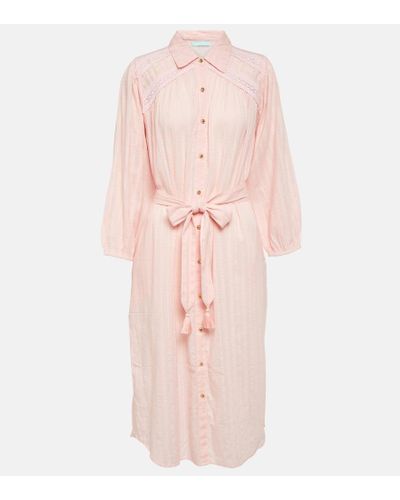 Melissa Odabash Cressida Belted Cotton Shirt Dress - Pink