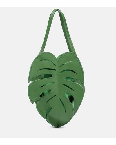 STAUD Leaf Leather Tote Bag - Green