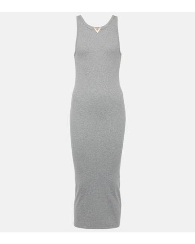 Valentino Cotton-blend Jersey Midi Dress - Grey