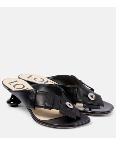 Loewe Toy Panta Leather Thong Sandals - Black