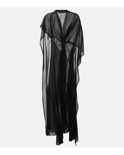 Balenciaga Gathered Semi-sheer Chiffon Gown - Black