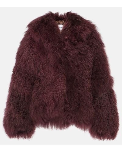 The Attico Faux Fur Cropped Coat - Purple