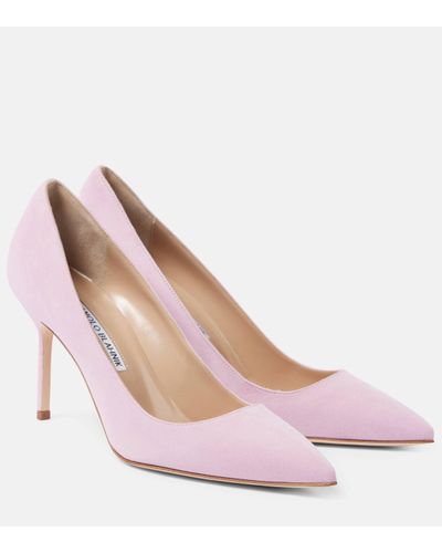 Manolo Blahnik Bb 90 Suede Court Shoes - Pink