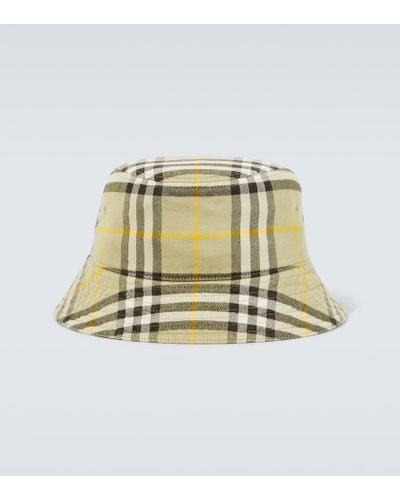 Burberry Check Cotton Bucket Hat - Metallic
