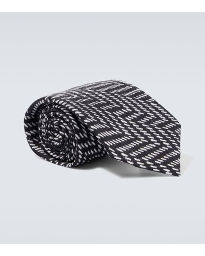 Giorgio Armani Chevron Silk Jacquard Tie - Black