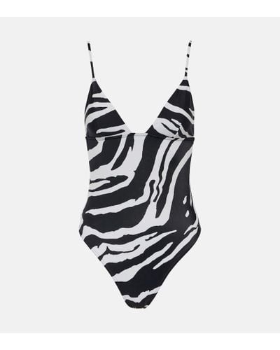 Stella McCartney Zebra-print High-leg Swimsuit - White