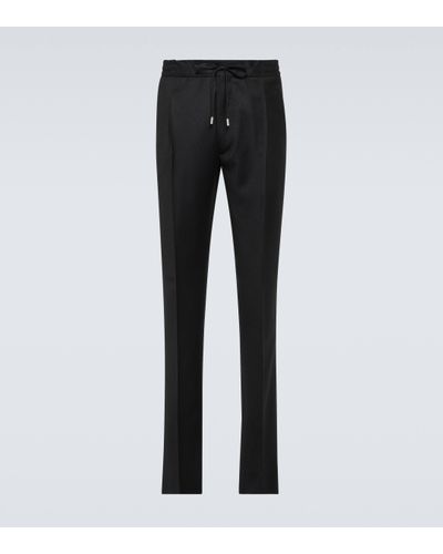 Lardini Wool And Cashmere-blend Slim Trousers - Black