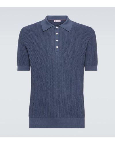Brunello Cucinelli Slim-fit Ribbed Cotton Polo Shirt - Blue