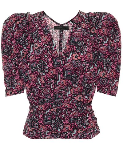 Isabel Marant Top Rincky imprime en soie melangee - Rouge