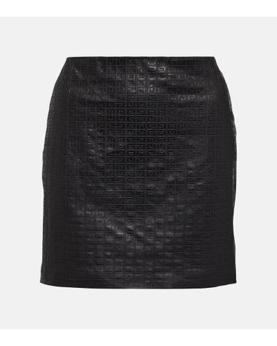 Givenchy Falda midi 4G de piel grabada - Negro