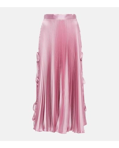 Christopher Kane Falda midi de saten plisada - Rosa