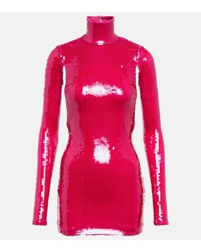 LAQUAN SMITH Sequined Turtleneck Minidress - Red