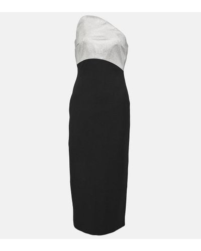 Roland Mouret Strapless Crystal-embellished Wool And Silk-blend Gown - Black