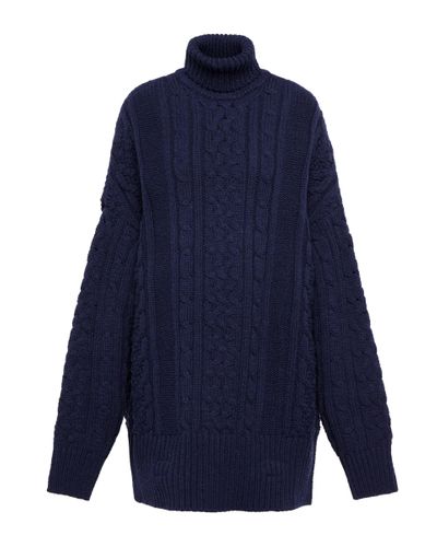Noir Kei Ninomiya Cable-knit Wool Turtleneck Sweater - Blue