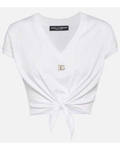 Dolce & Gabbana Jersey T-shirt With Dg Logo And Knot Detail - White