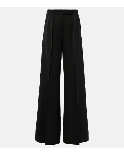 Max Mara Libbra High-rise Wool Wide-leg Pants - Black