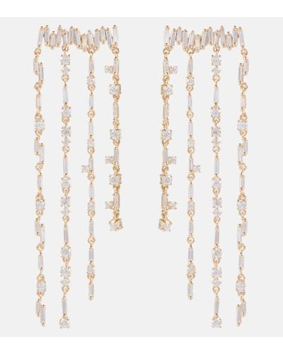 Suzanne Kalan 18kt Gold Fringe Earrings With Diamonds - White