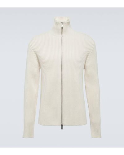 Jil Sander Ribbed-knit Wool Cardigan - White