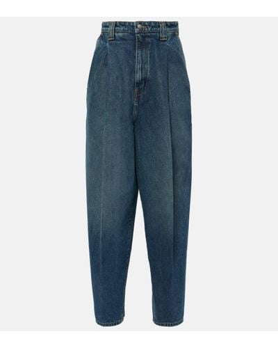 Khaite Ashford Pleated Wide-leg Jeans - Blue