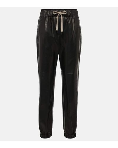 Brunello Cucinelli Mid-rise Leather Pants - Black
