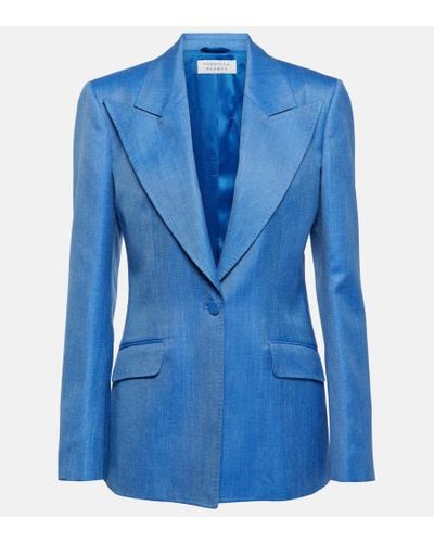 Gabriela Hearst Blazer Leiva de lana, seda y lino - Azul