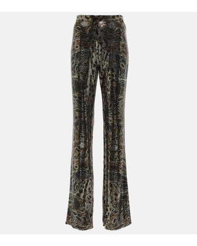 Etro Pantaloni flared con paillettes - Grigio