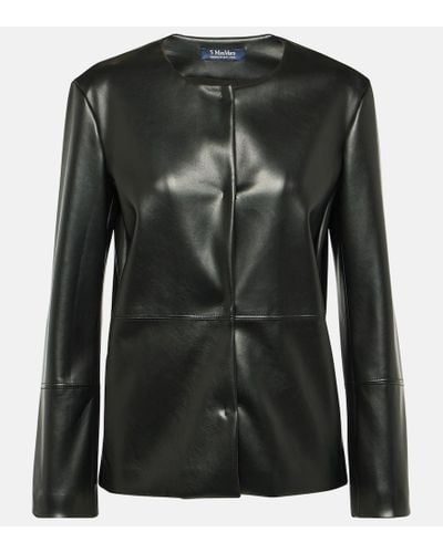 Max Mara Festoso Faux Leather Jacket - Black